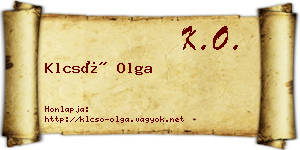 Klcsó Olga névjegykártya